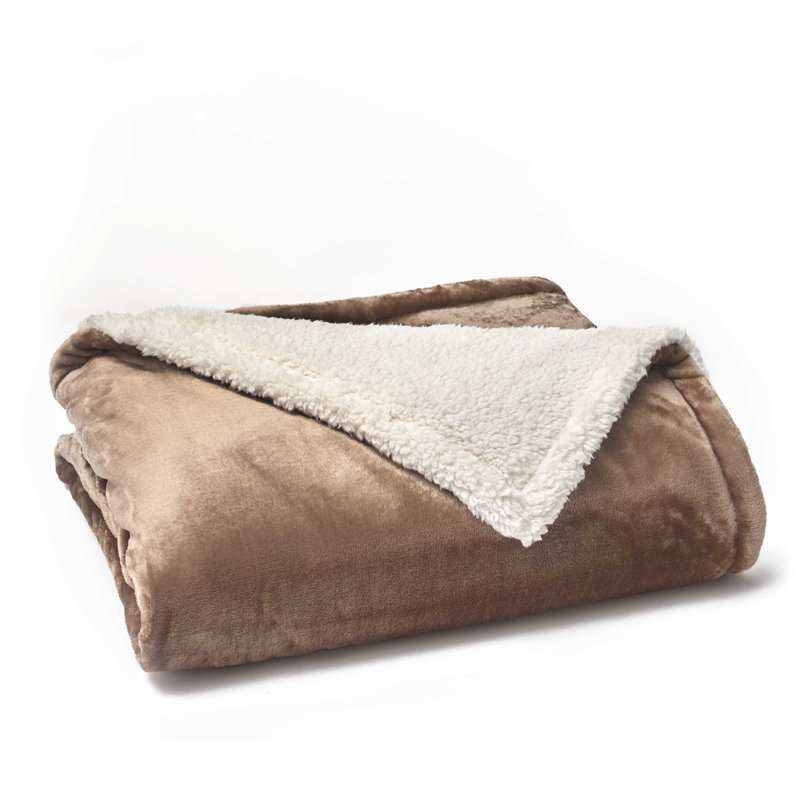 Vellux Sherpa Caramel Throw Blanket Wayfair
